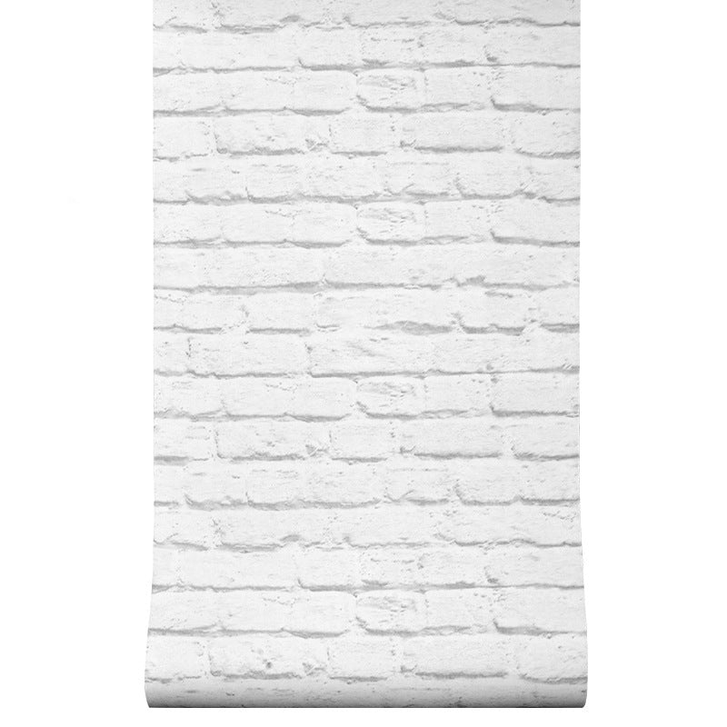 White Painted Brick Wallpaper Roll Moisture Resistant Rustic Dorm Room Wall Decor