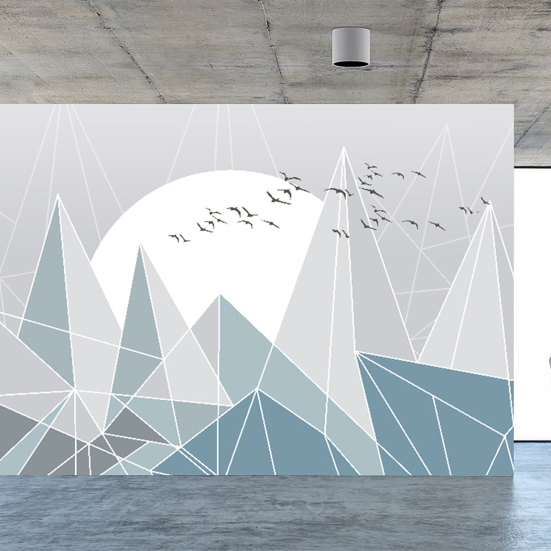 Soft Color Geometry Pattern Mural Moisture-Proofing Wall Covering for Dining Room