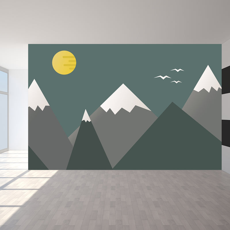 Soft Color Geometry Pattern Mural Moisture-Proofing Wall Covering for Dining Room