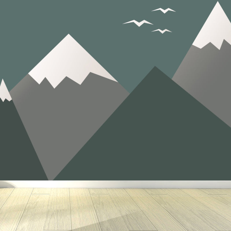 Soft Color Geometry Pattern Mural Moisture-Proofing Wall Covering for Dining Room