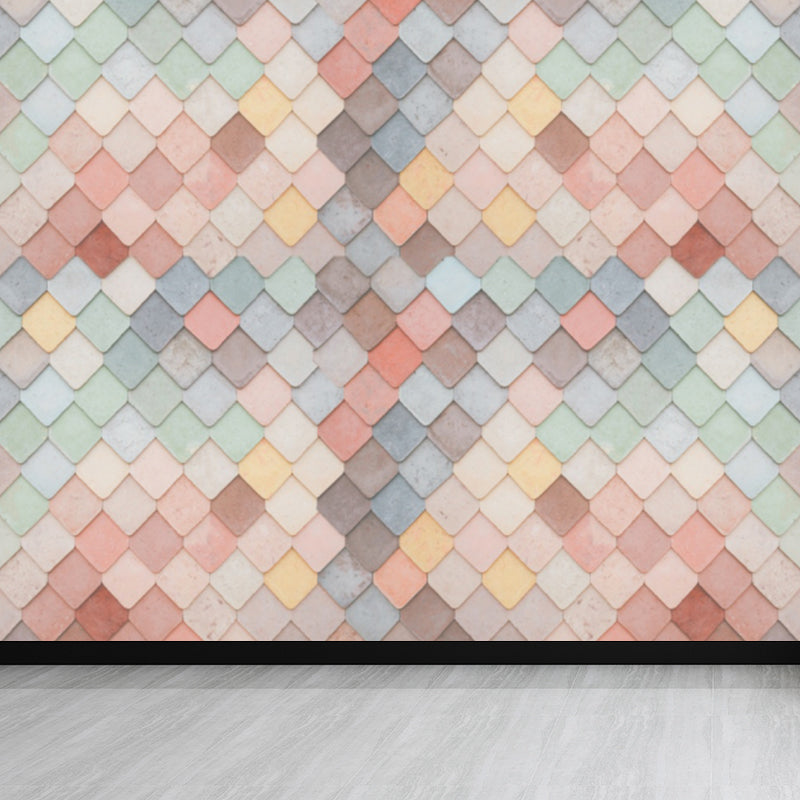 Pastel Color Diamond Mural Wallpaper Geometric Modern Stain Resistant Wall Decor