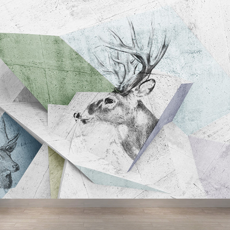 Illustration Tame Moose Mural Decal for Living Room, Soft Color, Custom Size Available