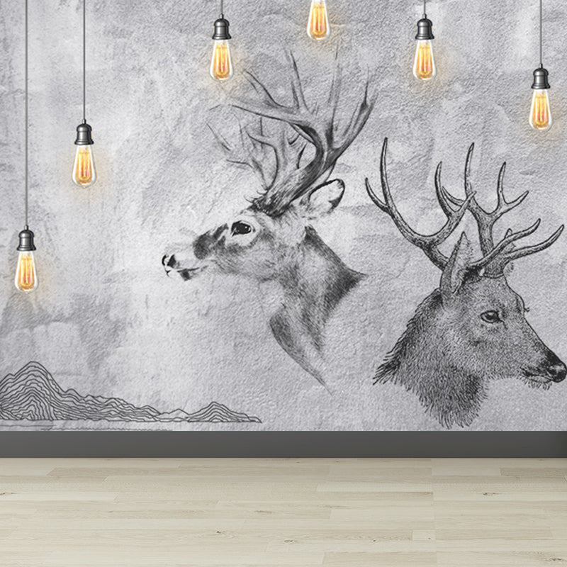 Illustration Tame Moose Mural Decal for Living Room, Soft Color, Custom Size Available