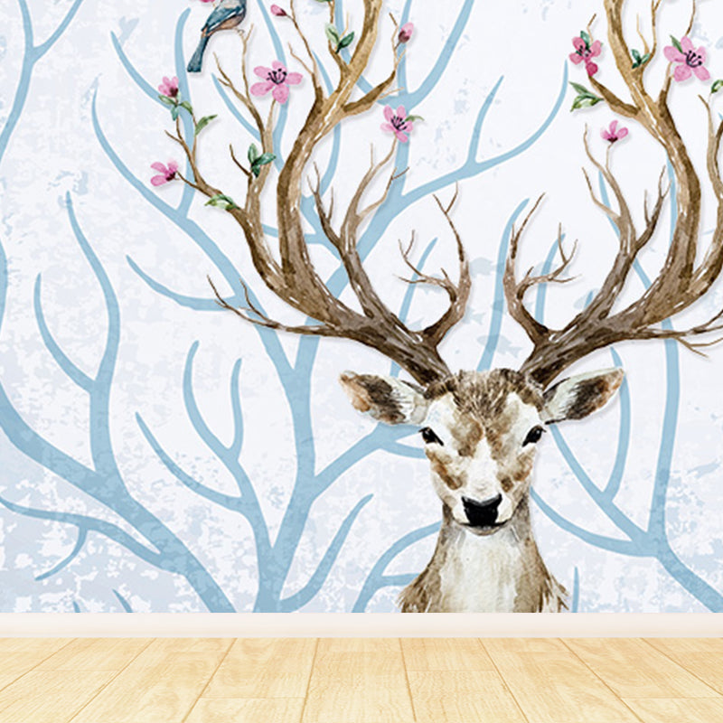 Illustration Tame Moose Mural Decal for Living Room, Soft Color, Custom Size Available