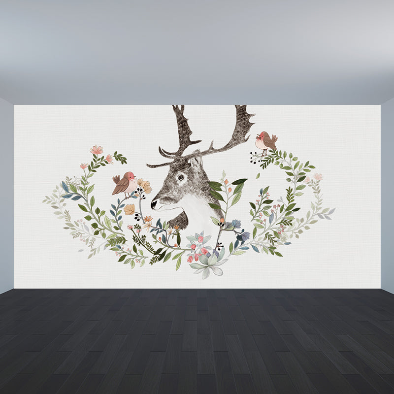 Illustration Tame Moose Mural Decal for Living Room, Soft Color, Custom Size Available