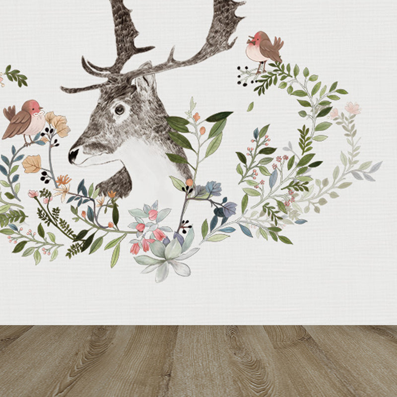 Illustration Tame Moose Mural Decal for Living Room, Soft Color, Custom Size Available
