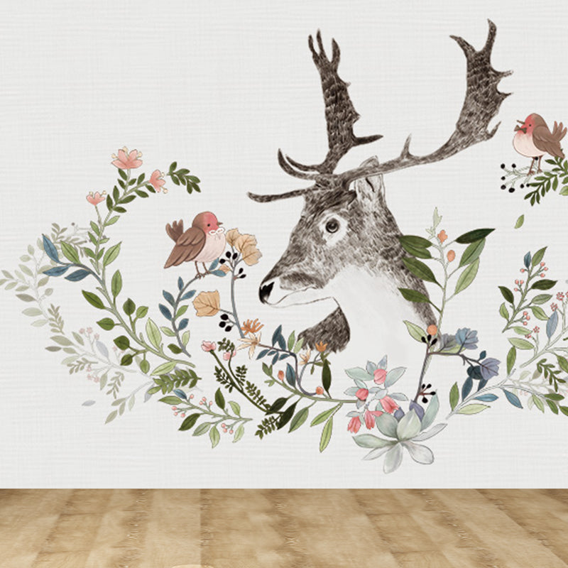 Illustration Tame Moose Mural Decal for Living Room, Soft Color, Custom Size Available