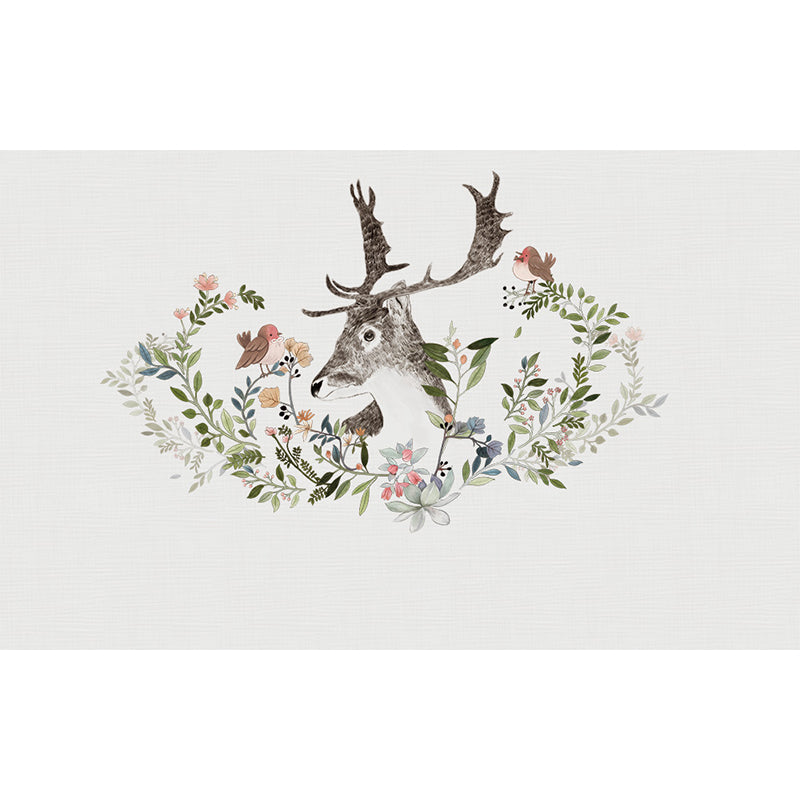 Illustration Tame Moose Mural Decal for Living Room, Soft Color, Custom Size Available
