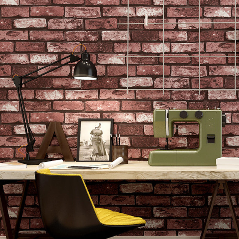 Old Brick Wallpaper Roll Stain-Resistant Steampunk Bedroom Wall Covering, 51.3-sq ft