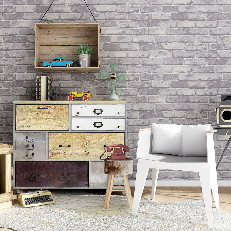 Old Brick Wallpaper Roll Stain-Resistant Steampunk Bedroom Wall Covering, 51.3-sq ft