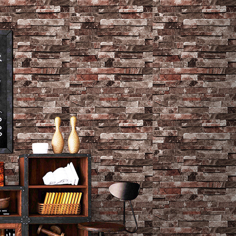 Removable Faux Rock Brick Wallpaper Industrial PVC Wall Covering, 19.5' L x 17.5" W