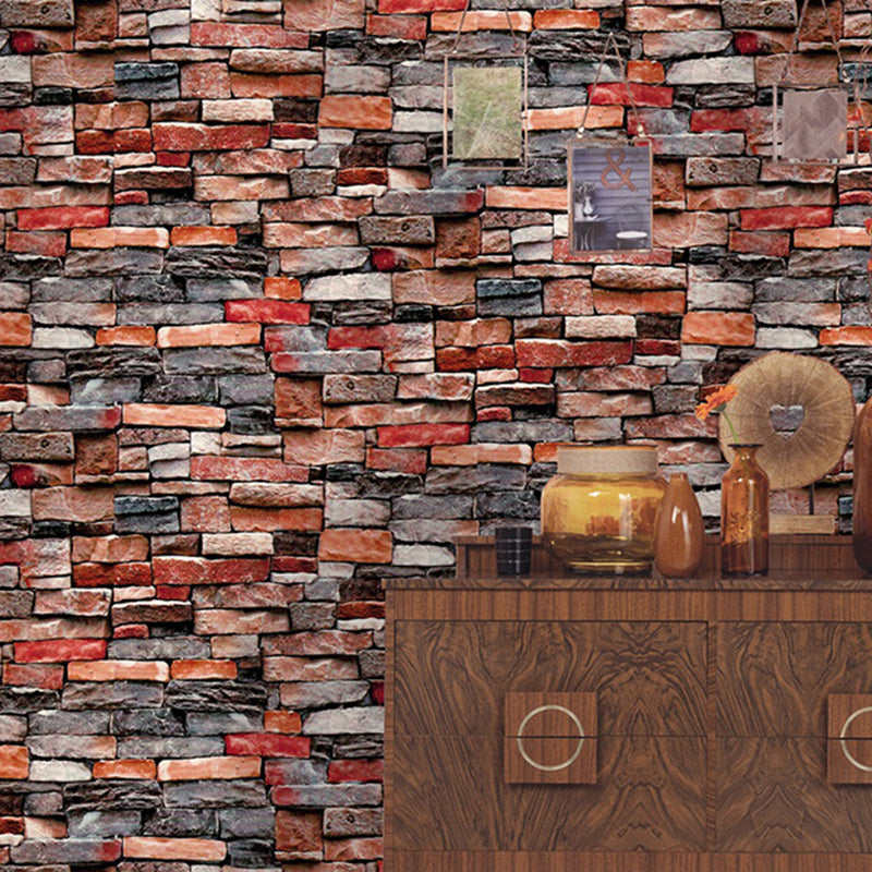Removable Faux Rock Brick Wallpaper Industrial PVC Wall Covering, 19.5' L x 17.5" W