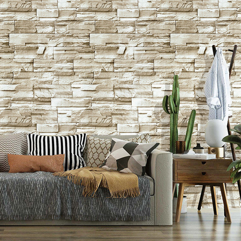Removable Faux Rock Brick Wallpaper Industrial PVC Wall Covering, 19.5' L x 17.5" W
