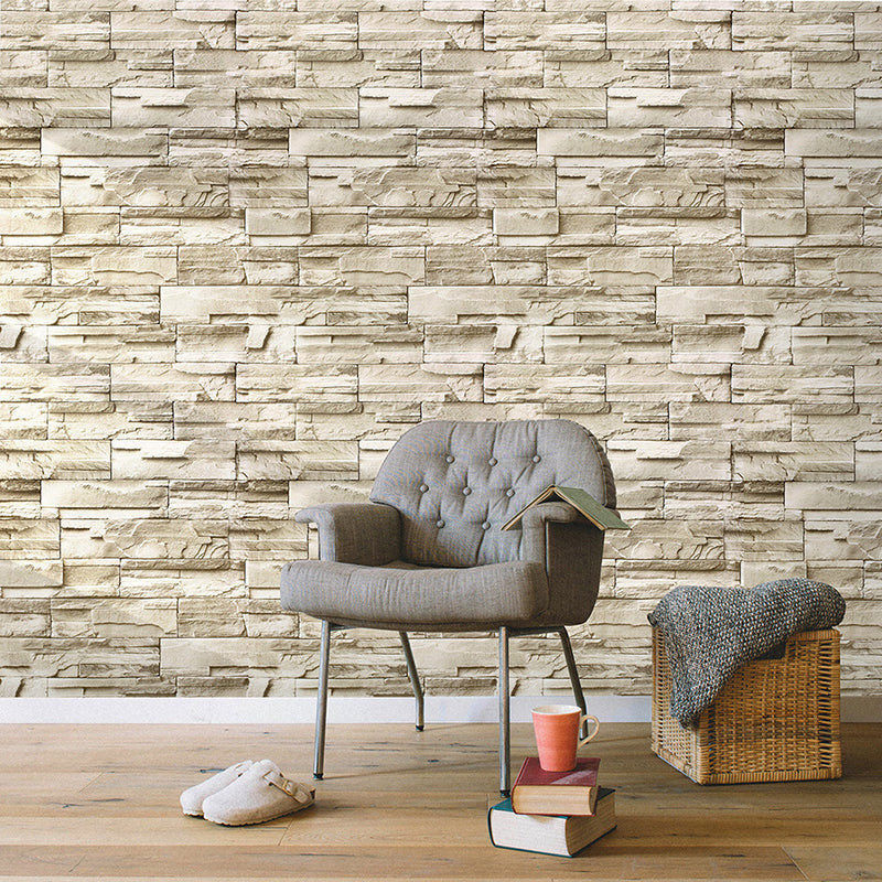 Removable Faux Rock Brick Wallpaper Industrial PVC Wall Covering, 19.5' L x 17.5" W