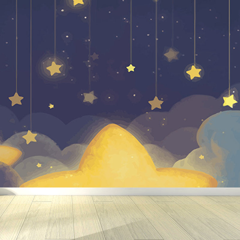 Cartoon Scenery Drawing Mural Decal Soft Color Childrens Art Wall Covering for Nursery