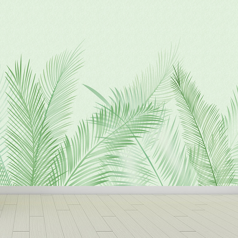 Botanix Leaf Print Wallpaper Mural Green Contemporary Wall Decor for House Interior