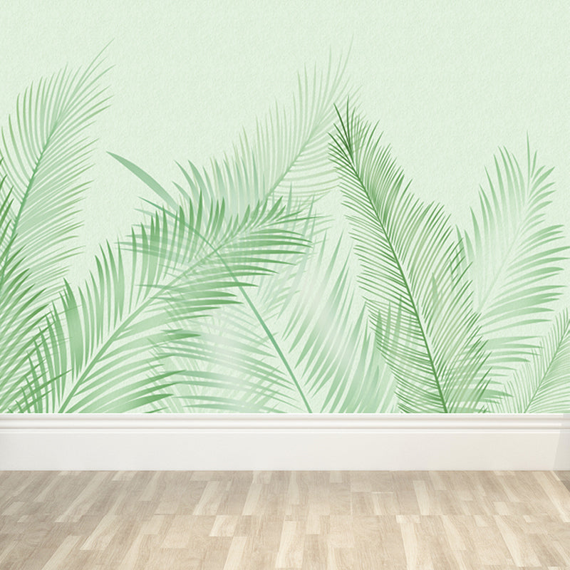 Botanix Leaf Print Wallpaper Mural Green Contemporary Wall Decor for House Interior