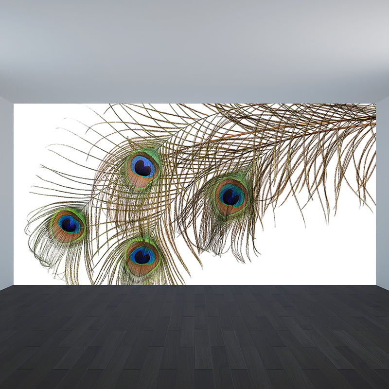 Peacock Feather Wallpaper Mural Minimalistic Waterproof Girls Bedroom Wall Decor