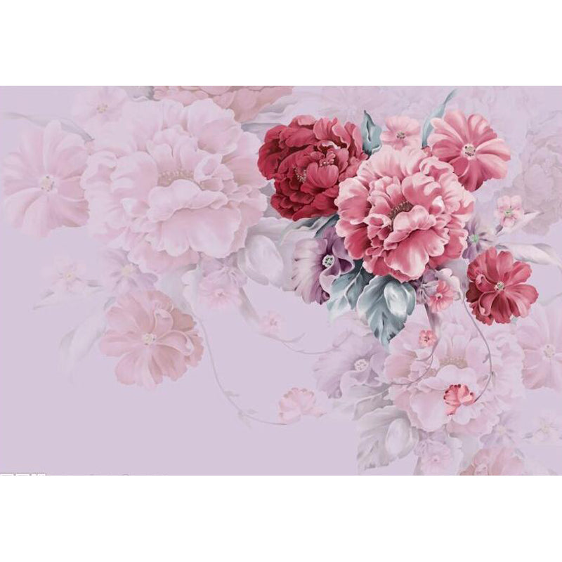 Stain-Resistant Peony Blossom Mural Trendy Non-Woven Fabric Wall Art, Custom Made