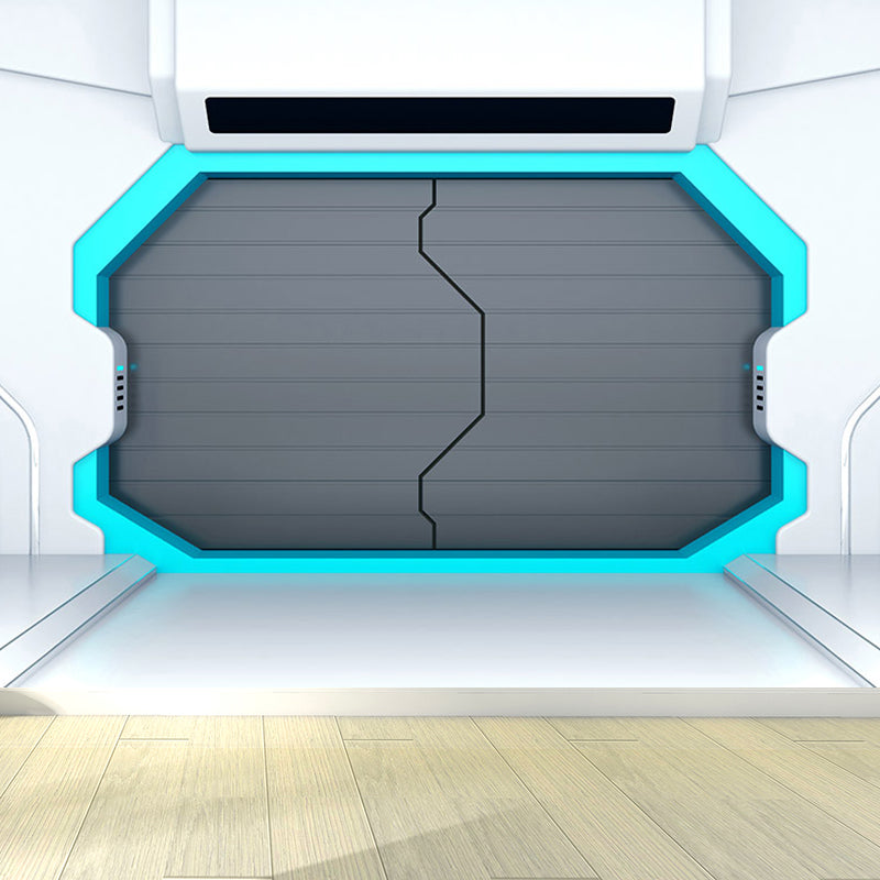 Door of Spaceship Mural Decal Science Fiction Stain Resistant Bedroom Wall Covering, Customized