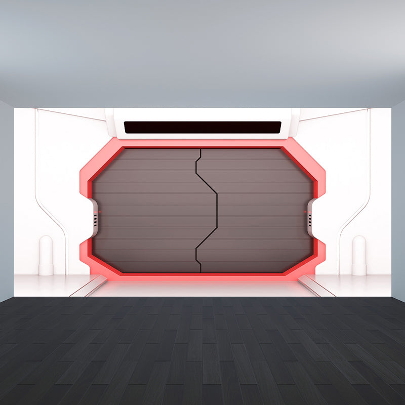 Door of Spaceship Mural Decal Science Fiction Stain Resistant Bedroom Wall Covering, Customized
