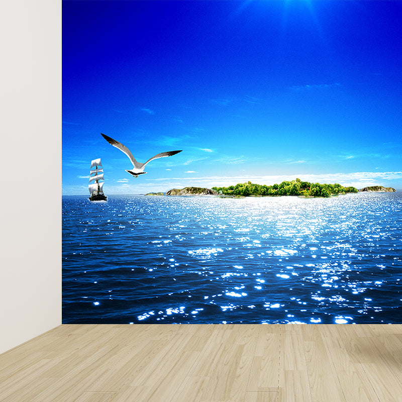 Tropical Ocean Animals Wall Mural Blue Water-Proof Wall Decor for House Interior