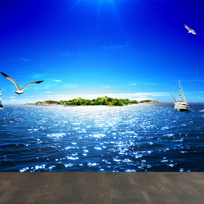 Tropical Ocean Animals Wall Mural Blue Water-Proof Wall Decor for House Interior