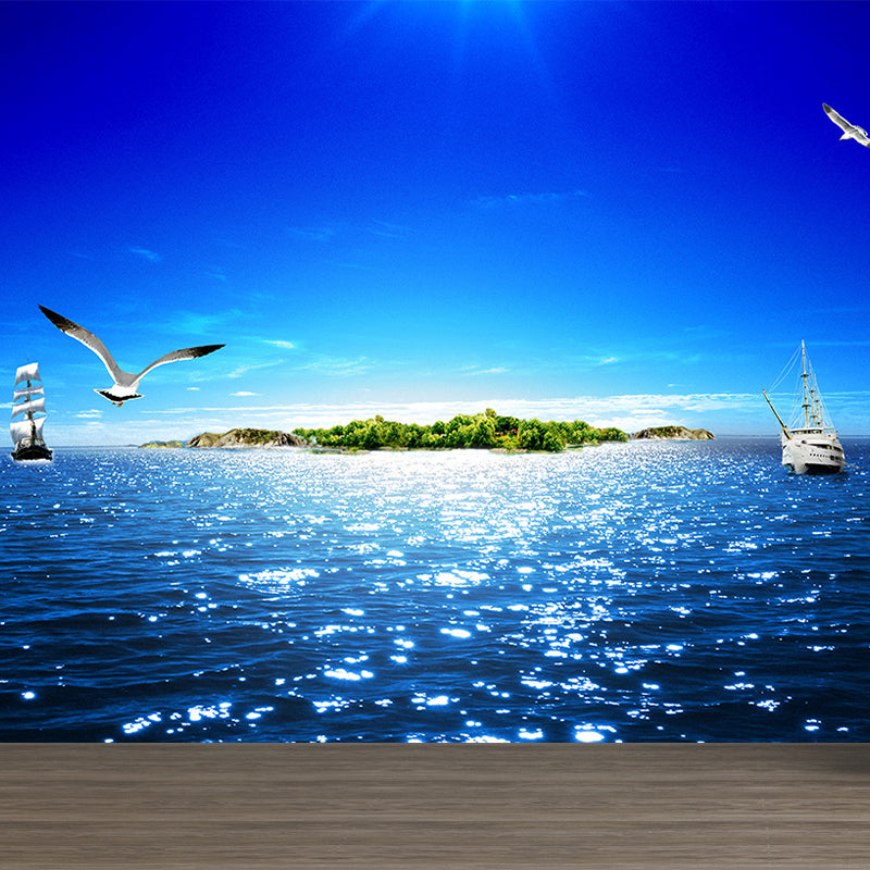 Tropical Ocean Animals Wall Mural Blue Water-Proof Wall Decor for House Interior