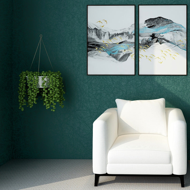 Plain Wallpaper Roll Dark Color Non-Woven Fabric Wall Decor, Waterproof, 54.2-sq ft