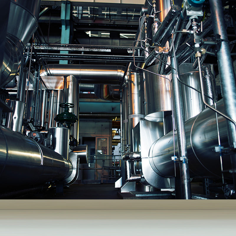 Dark Color Machinery Mural Wallpaper Metal Industrial Washable Wall Covering for Kitchen