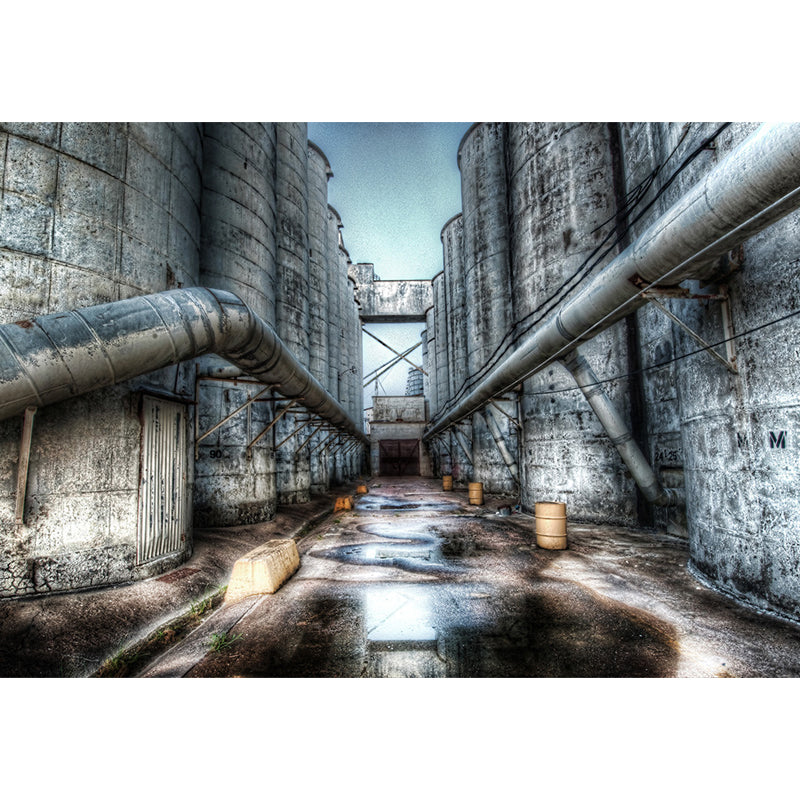 Dark Color Machinery Mural Wallpaper Metal Industrial Washable Wall Covering for Kitchen