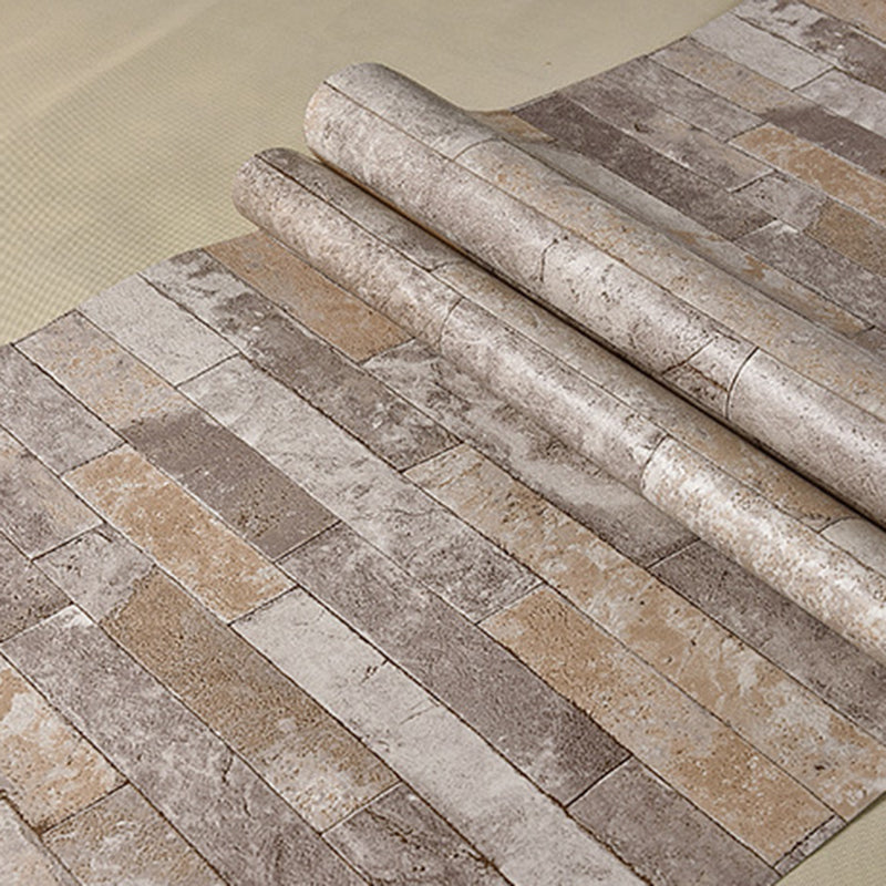 Distressed Brick Wallpaper Industrial Nostalgic Architecture Wall Decor in Dark Color