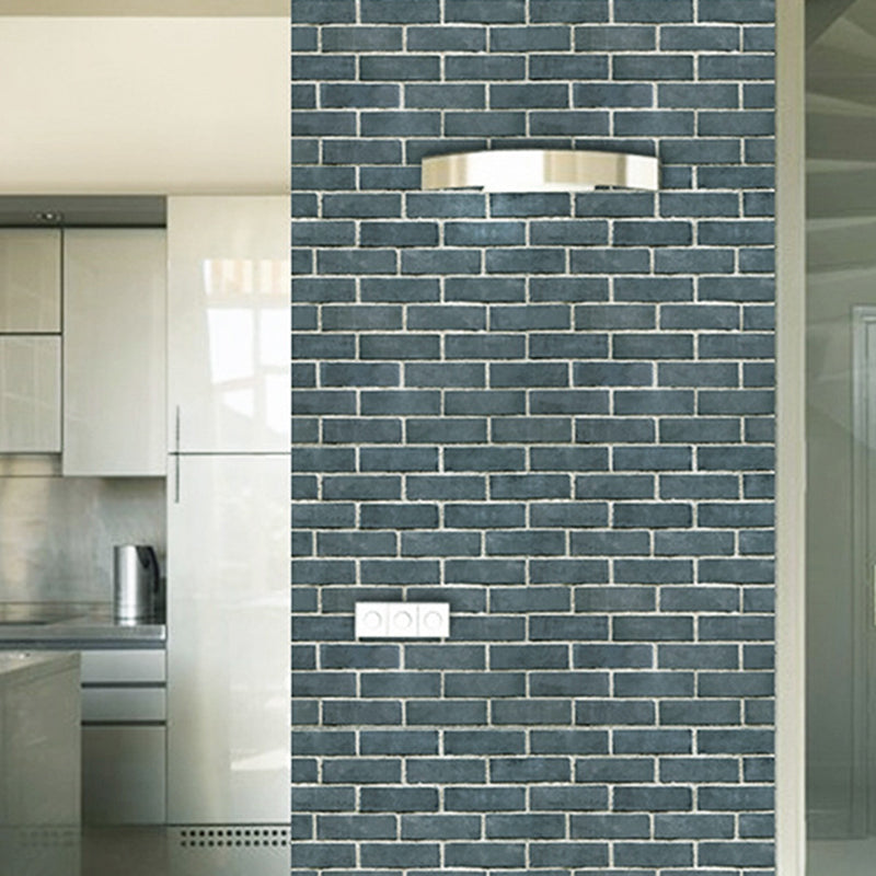 Brick and Mortar Wallpaper Roll Industrial Stain-Resistant Wall Art in Dark Color