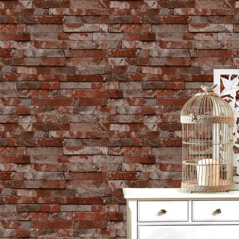 Steampunk Distressed Brick Wallpaper Multicolored 3D Effect Wall Art for Dining Room