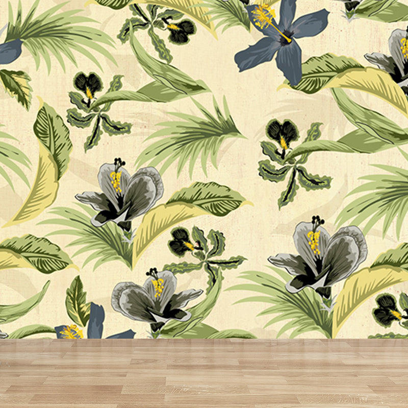 Tropical Wild Botanical Wall Mural for Boys Bedroom Customised Wall Art in Soft Color