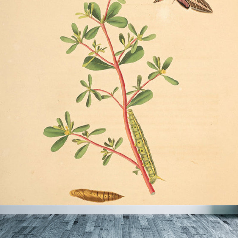 Extra Large Botanical Mural Beige Non-Woven Wall Art for Home Decor, Personalised