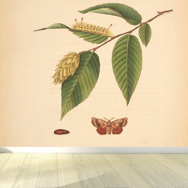 Beige Tree Branch Mural Wallpaper Botanical Contemporary Stain Resistant Wall Art