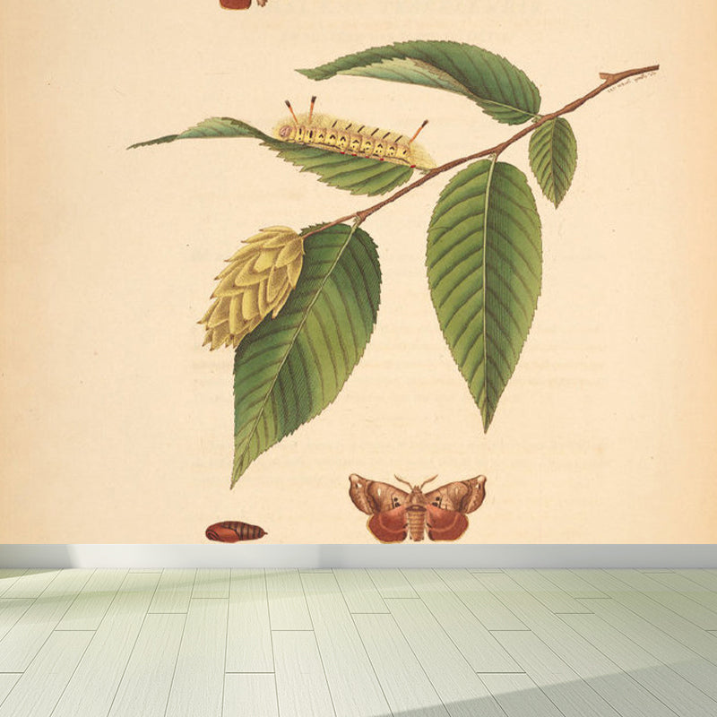 Beige Tree Branch Mural Wallpaper Botanical Contemporary Stain Resistant Wall Art