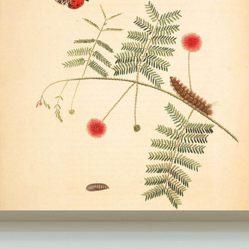 Huge Tree Branch Mural for Bedroom Botanical Wall Decor in Beige, Stain Resistant