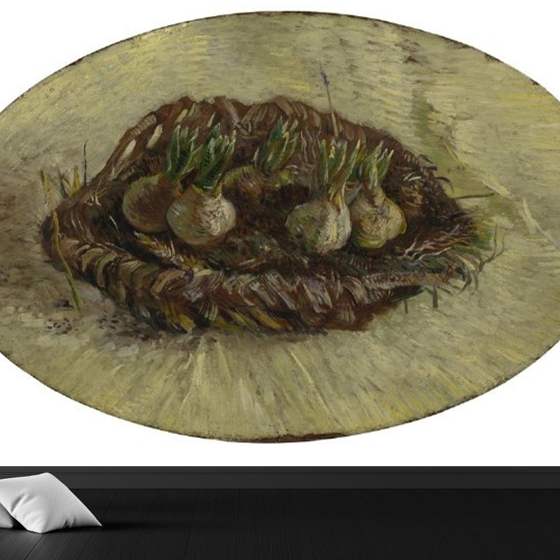 Contemporary Fruits Wall Mural Non-Woven Washable Gray Wall Covering for Kitchen