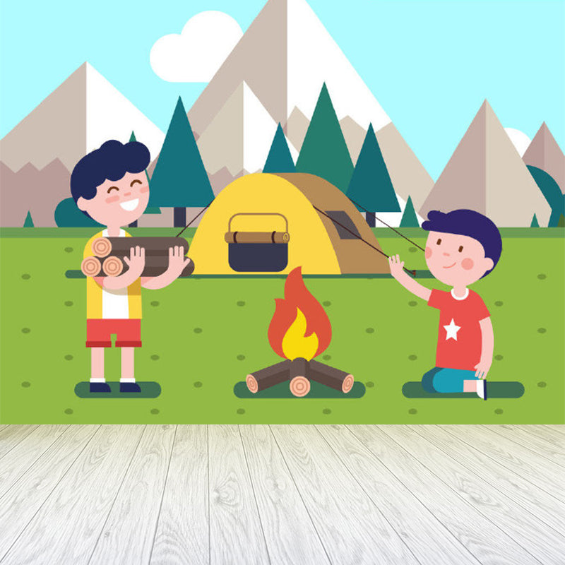 Water Resistant Cartoon Characters Mural Non-Woven Children's Art Wall Decor for Kids Room