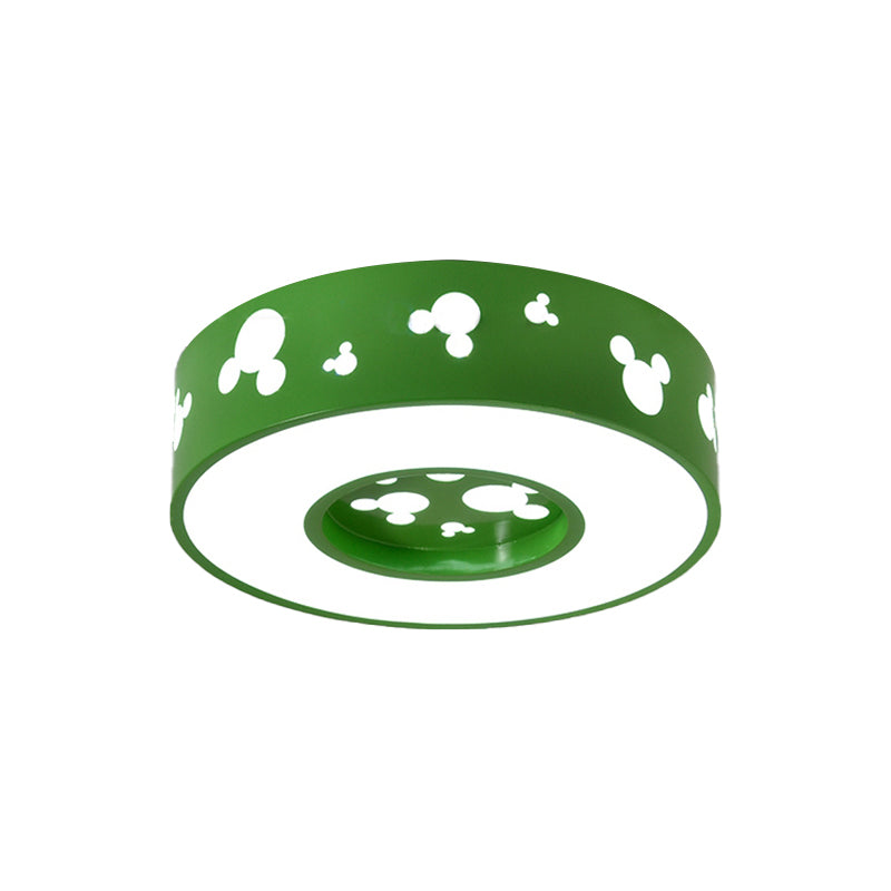 Cartoon Candy Colored Ceiling Fixture Round Metal Ceiling Mount Light with Mouse for Teen