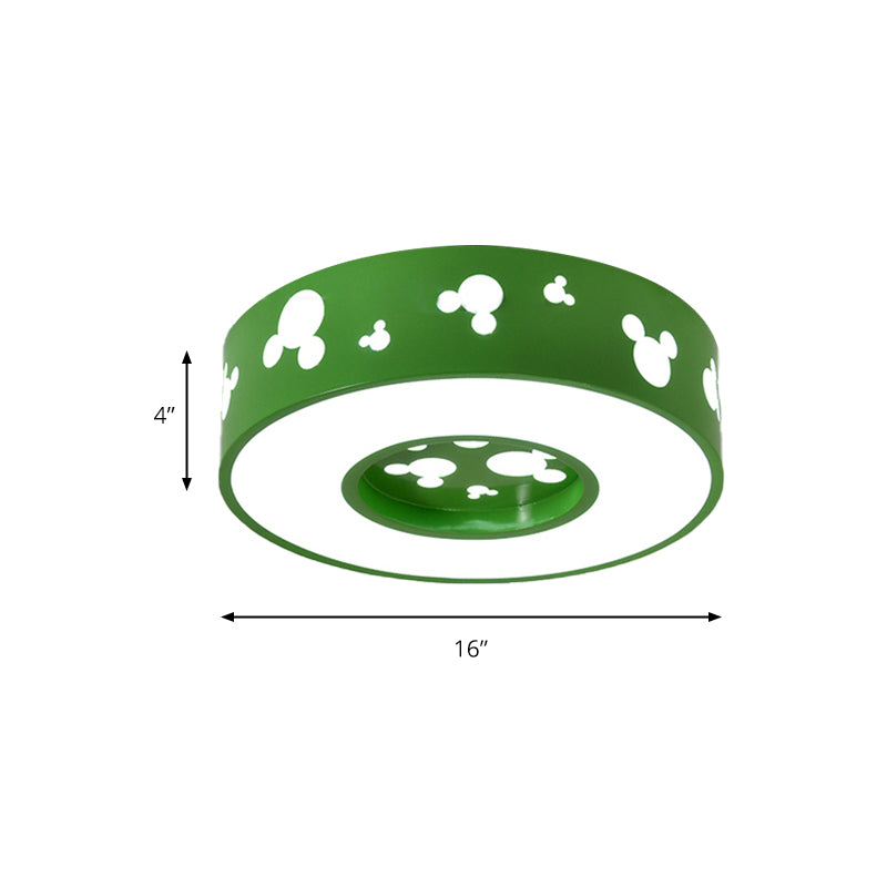 Cartoon Candy Colored Ceiling Fixture Round Metal Ceiling Mount Light with Mouse for Teen