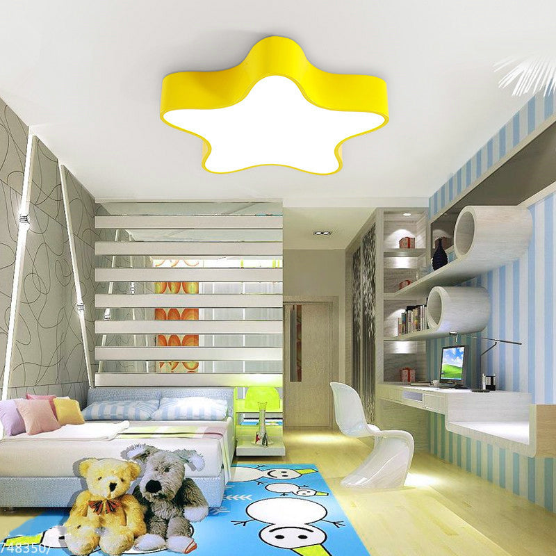 Boys Girls Bedroom Star Flush Ceiling Light Acrylic Contemporary Ceiling Lamp
