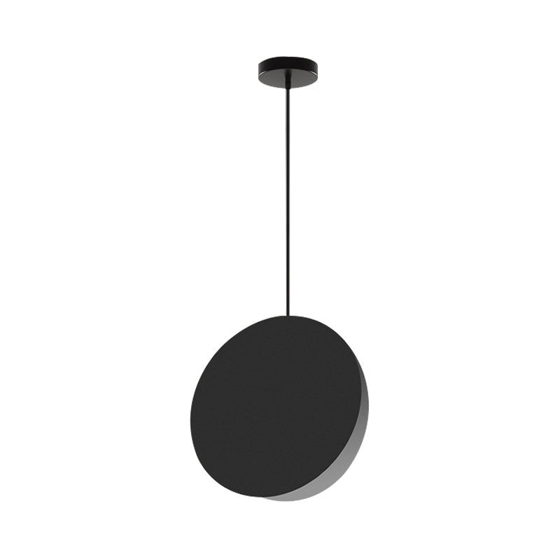 8"/12"W Circular Pendant Lamp Modern Nordic Style Metal 1 Light Black/Grey/White Hanging Ceiling Light