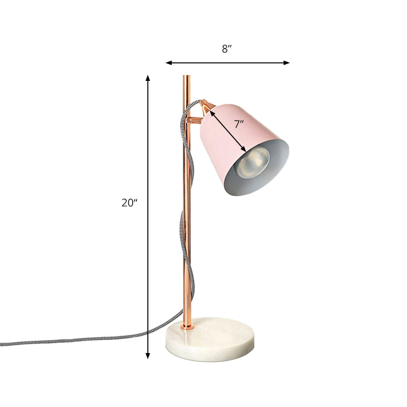 Gray/Pink Cup Shaped Desk Lighting Nordic Style 1 Bulb Metal Desk Lamp with Marble Base for Study Room