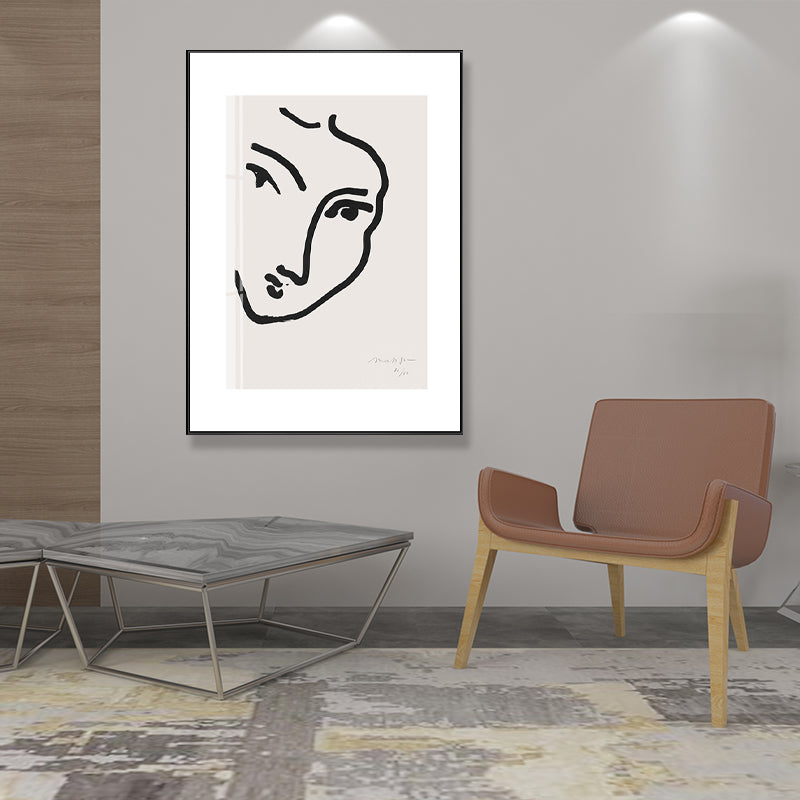 White Minimalism Style Canvas Girl's Profile Art for Kitchen, Multiple Sizes Options