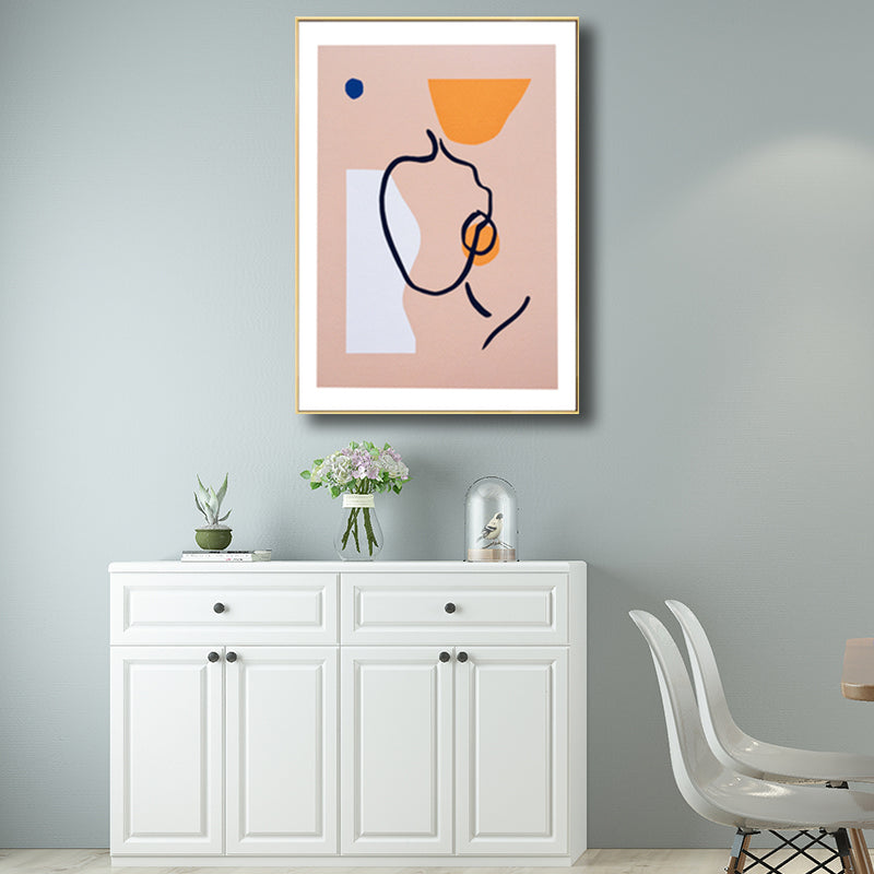 Minimalistischer abstrakter Figuren-Zeichnungs-Kunstdruck, pastellfarbene, strukturierte Wanddekoration für Zuhause