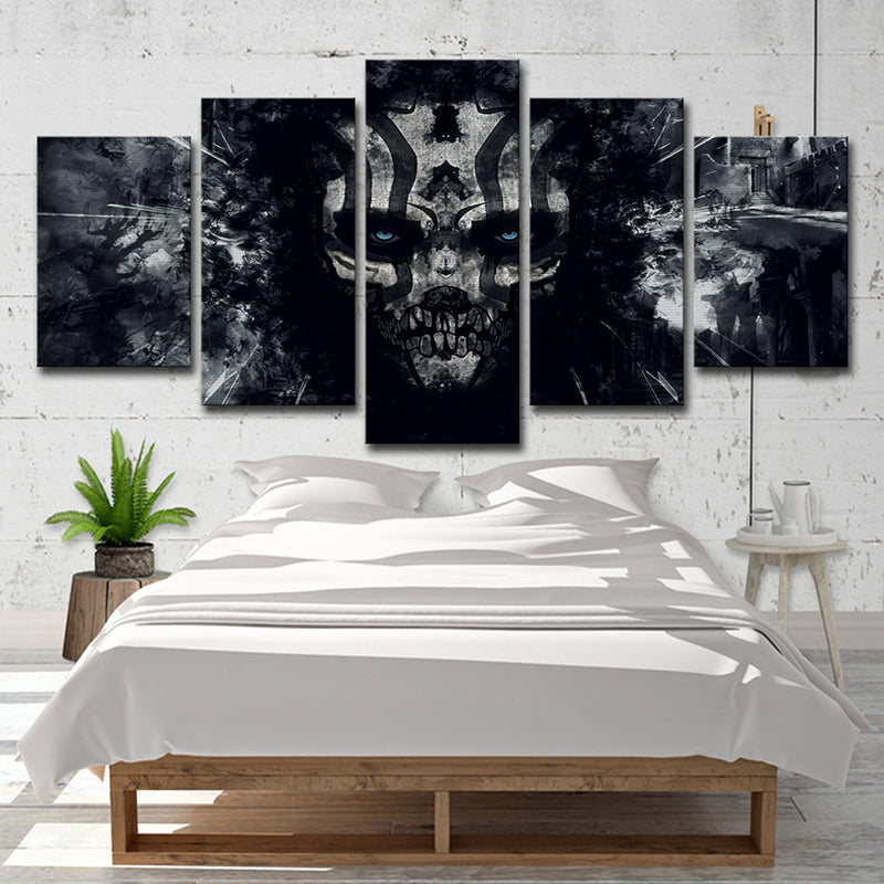 Black Death Skull Wall Art Decor Fantasy Kids Multi-Piece Canvas Print for Bedroom