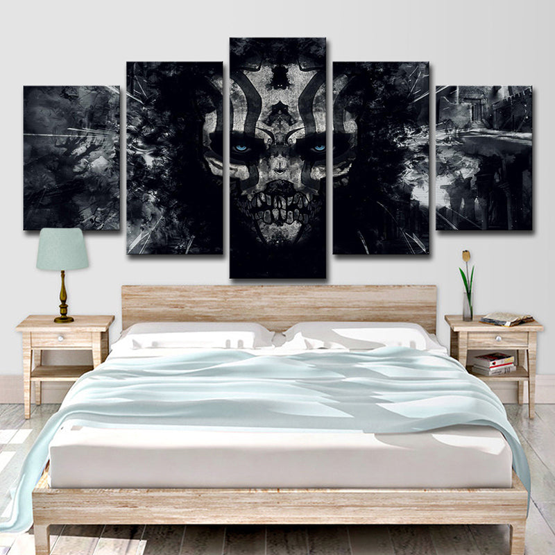 Black Death Skull Wall Art Decor Fantasy Kids Multi-Piece Canvas Print for Bedroom